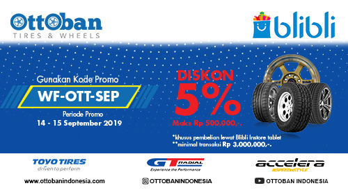 Diskon 5% Velg dan Ban Mobil All Item September