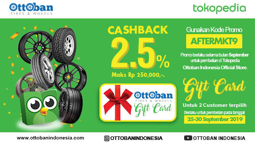 Tokopedia Promo Velg Ban Mobil – Ekstra Cashback 2,5% dan Giftcard